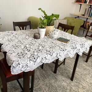 Handmade Crochet Table Cloth Lace White